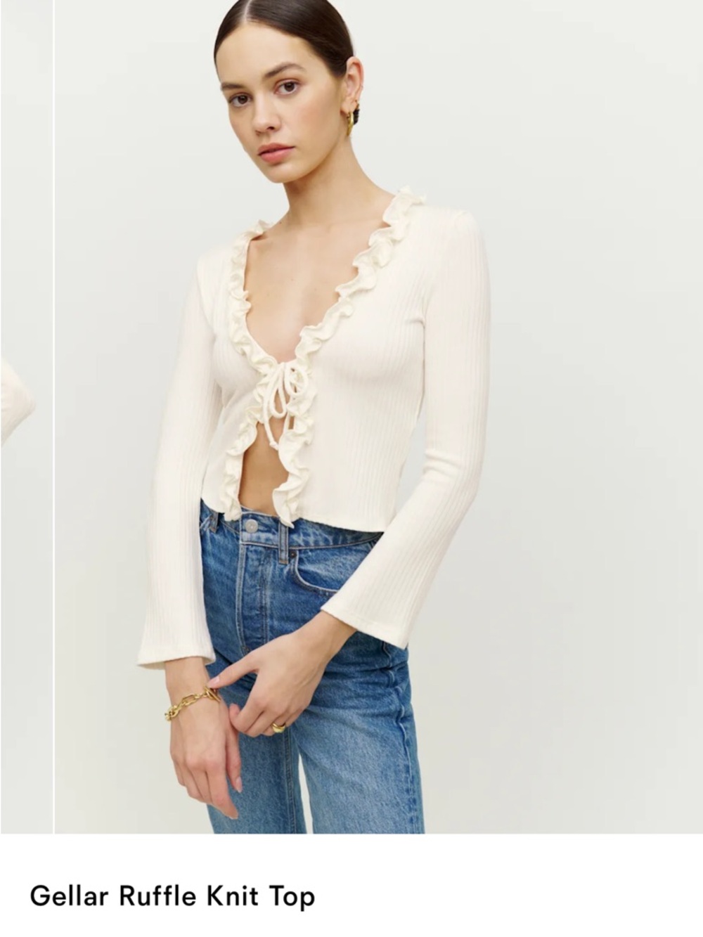 Reformation Gellar Ruffle Knit Top